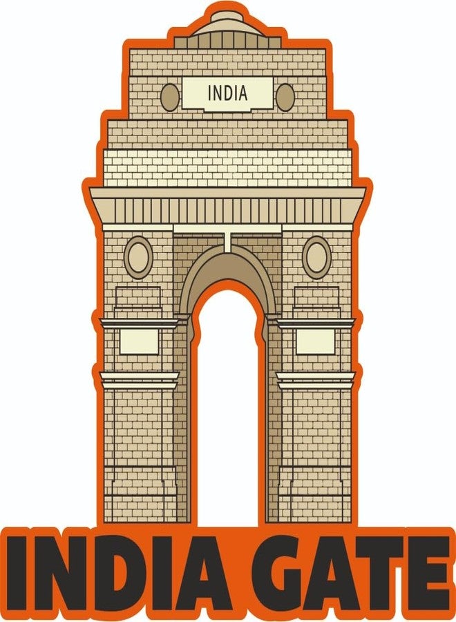 Delhi Souvenir Wooden MDF India Gate Fridge Magnet (Multicolour) PBS-M-662